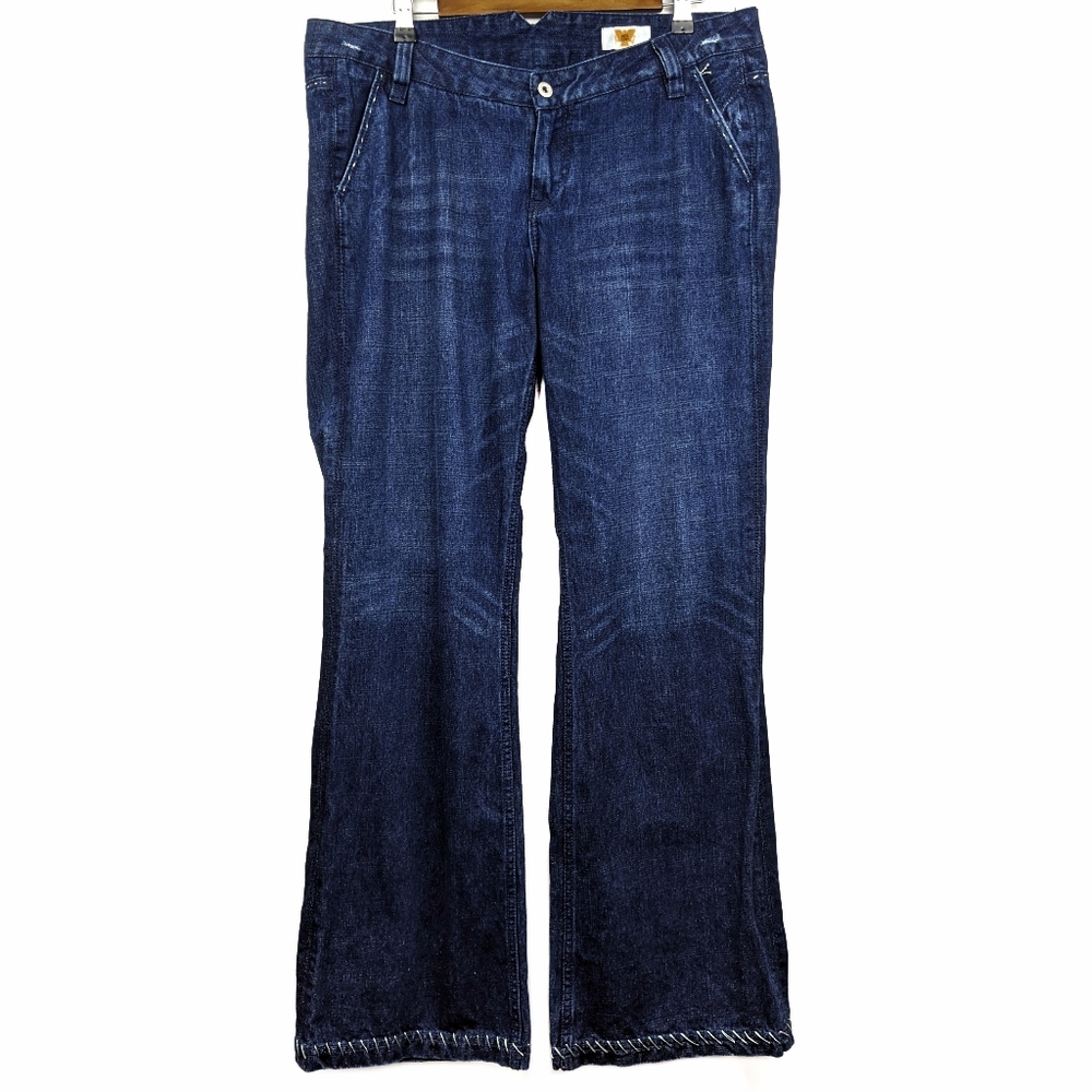 Antik Denim Med Wash Wide Leg Mid Rise Jeans